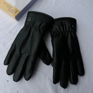 Winter black leather gloves for men women warm windproof thermal touchscreen gloves riding motorcycle