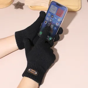 Gants d'hiver tricotés tactiles pour hommes, gants thermiques chauds à cinq doigts pour le cyclisme.
