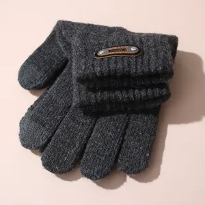 Gants tricotés d'hiver pour hommes tactiles chauds cinq doigts gants en laine vue détaillée