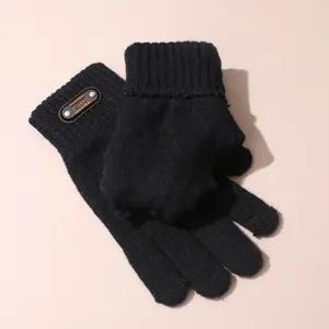 Gants tricotés d'hiver pour hommes tactiles cyclisme temps froid chaud cinq doigts