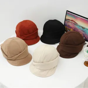 Herfst winter vrouwen effen kleur minimalistisch gestapeld ontwerp vizier pet stijl