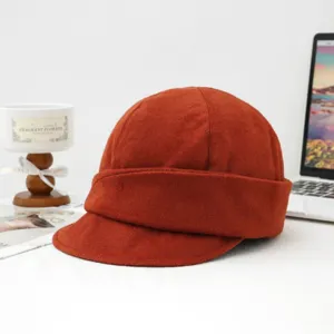 Herfst winter vrouwen effen kleur gestapeld geplooid klep domehoed streetwear stijl
