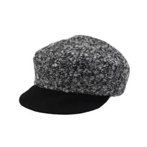 Vintage Boucle Newsboy Hat with Black Brim Warm Autumn Winter Stylish Women Beret Cap