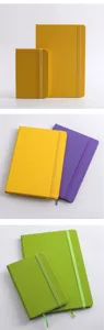 PU leather notebook with elastic band, A5 and compact size solid color daily diary journal