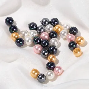 Elegant Luster Artificial Shell Pearl Beads Semi Drilled Round Loose Beads For DIY Earring Jewelry Making Accessories
