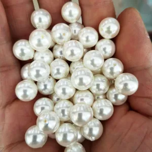 White semi-drilled shell pearl beads for jewelry DIY earring accessories and craft making