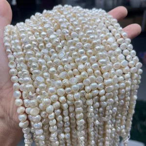 Natural White Freshwater Baroque Pearl Beads Transverse Hole Double Sided Polished Irregular Loose Beads For DIY Jewelry Making Accessories