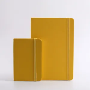 Yellow PU leather notebook set with elastic band minimalist business diary journal main image