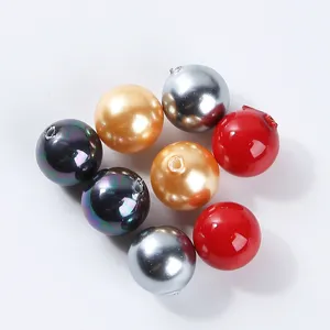 Assorted colorful round shell pearl beads with half-drilled holes for DIY jewelry earrings