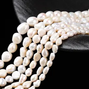 Iridescent Baroque freshwater pearls with side-drilled holes for DIY jewelry making