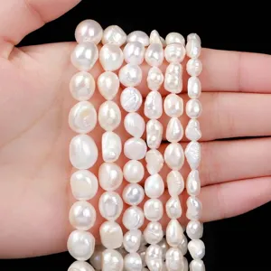 Natural white baroque irregular freshwater pearl strands for DIY jewelry making accessories