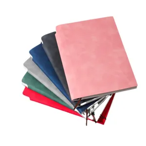 Carnet de Notes d'Affaires Minimaliste Journal en Faux Cuir Épaissi Avec Passant de Stylo Couleur Unie Bureau École