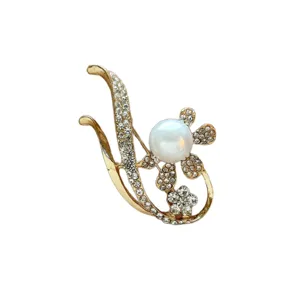 Élégante broche fleur perle pour femme, design de luxe strass épingle costume veste accessoire