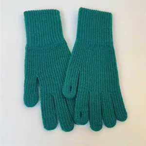 Women's autumn and winter warm knitted gloves solid color cozy finger cutout design thermal accessories