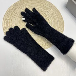 Gants tricotés longs sans doigts pour femme hiver gants de bras noirs chauds et élégants.