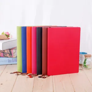 Classic colorful A5 business leather notebook, soft cover office diary with bookmark ribbon.