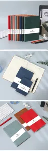 Set de cuadernos de piel sintética multicolor con tamaños B5 y A6, páginas rayadas, elegante.