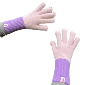 Women Long Knit Gloves Winter Warm Thickened Spliced Finger Woolen Gloves Fashion