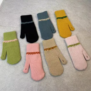 Womens winter warm knit gloves touchscreen convertible mittens sweet knitwear style