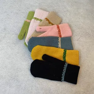 Women winter warm knitted convertible fingerless gloves multi-color cozy stylish mittens