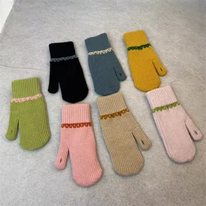 Women winter warm knit mittens cute touchscreen gloves multi-color sweet fashion style