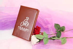 Cuaderno de notas empresarial A5 de piel PU marron con impresion de bicicleta para oficina