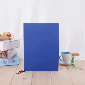 Blue leather A5 business notebook journal diary for office school writing and daily notes.