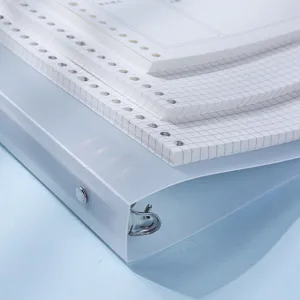 B5 translucent loose-leaf binder notebook with grid paper and 6 rings for office and school.