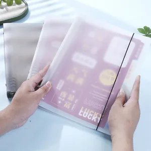 B5 frosted translucent loose-leaf notebook binder with elastic band for school and office use.