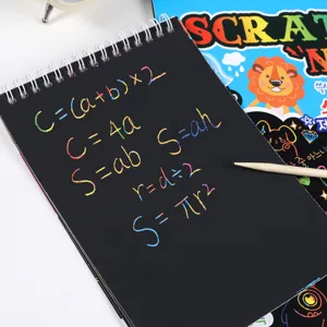 Creative rainbow scratch art notebook for kids DIY doodle drawing pad with wooden stylus