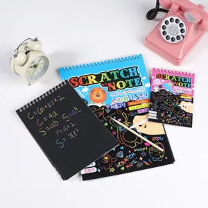 Kids Scratch Art Notebooks Magic Rainbow Painting Paper DIY Creative Drawing Books With Wooden Stylus Pens For Children Art Craft