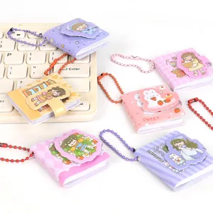 Mini carnet de poche mignon avec porte-clés, cuir PU, fermeture magnétique, agenda coloré.
