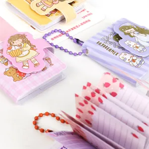 Mini Carnet de Poche Mignon Journal de Dessin Animé Livre de Journal Portable Avec Velcro et Pendentif pour Étudiants Écriture Quotidienne