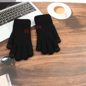 Gants tactiles thermiques en tricot pour hommes, doublure polaire hiver temps froid.