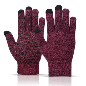 Winter warm knit touchscreen gloves with anti-slip silicone grip for men and women.