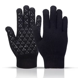 Winter Warm Fleece Lined Touchscreen Gloves Men Women Thickened Knit Thermal Windproof Anti-Slip Cold Weather Gloves