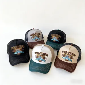 Unisex American Retro Animal Embroidery Mesh Baseball Cap Adjustable Breathable Sun Protection Casual Dad Hat