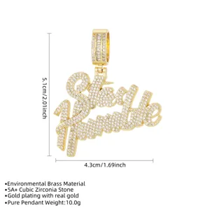 Detail des Hip-Hop-Anhängers 'Stay Humble' mit 5,1 cm Maßen und CZ-Stein-Spezifikationen.
