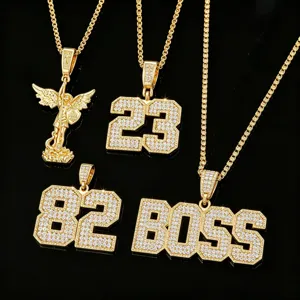 Hip Hop 18K Vergoldet Kupfer Strass Anhänger Halskette Für Herren Damen Iced Out Kubische Zirkonia Stil Schmuck Geschenk
