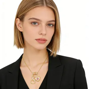 18K Vergoldetes Kupfer Herz Initial Kette Mit Zirkonia DIY Alphabet Anhänger Schlüsselbeinkette Schmuck Für Damen