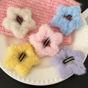 Lot de barrettes à capelli en peluche en forme d'étoile colorée pour filles en hiver