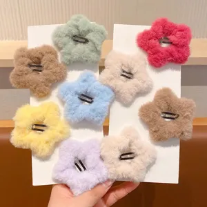 Lot de barrettes à cheveux BB en peluche colorée en forme d'étoile pour filles