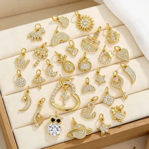 18K Gold Plated Brass Zirconia Mini Animal Pendants Only For DIY Jewelry Making Bracelet Necklace Accessories For Women