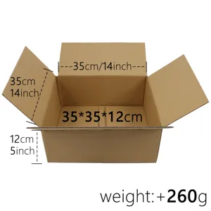 Stevige bruine kartonnen verzenddoos van 35x35x12cm voor veilige kransverpakking