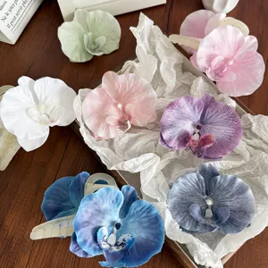 Wrinkled Butterfly Orchid Hair Claw Clip Large Silk Flower Alligator Clip For Women Fairy Vacation Style Hair Accessories