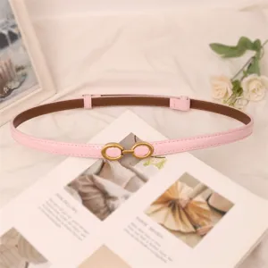 Pink thin leather belt for women minimalist dress waist belt fashion sweet accessories