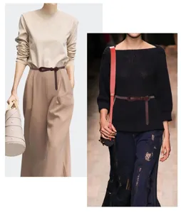 Ceinture fine en cuir femme élégante lanière nouée minimaliste pour robe pull costume