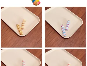 Detailed view of colorful spiral phone cord hair ties in various macaron shades