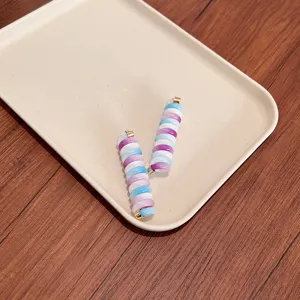 Colorful spiral telephone cord hair ties for bubble braids hair styling accessories