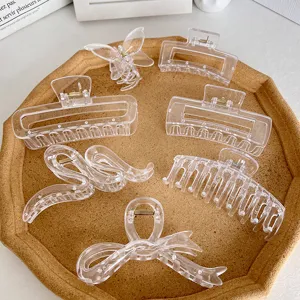 Große Transparente Haarklammer Aus Kunststoff Für Damen Dickes Haar Koreanischer Stil Geometrische Haarklammer Schleife Herz Haarschmuck